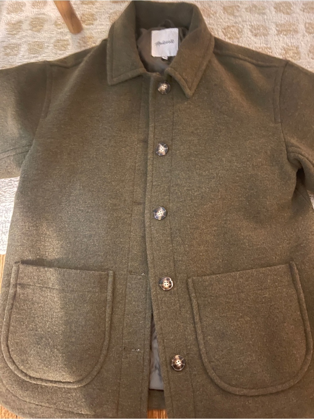 Madewell Olive Wool-Blend Pea Coat - Picture 6 of 7